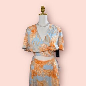 New York & Company Orange and Blue Jumpsuit